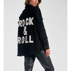 SHEIN Black Utility Jacket with Bold Lettering